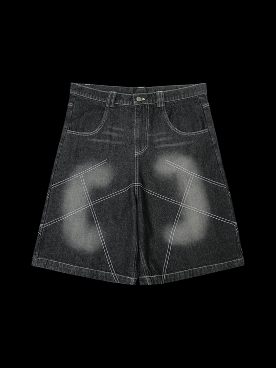 OVER5IZE "cherophobia" JORTS BLACK