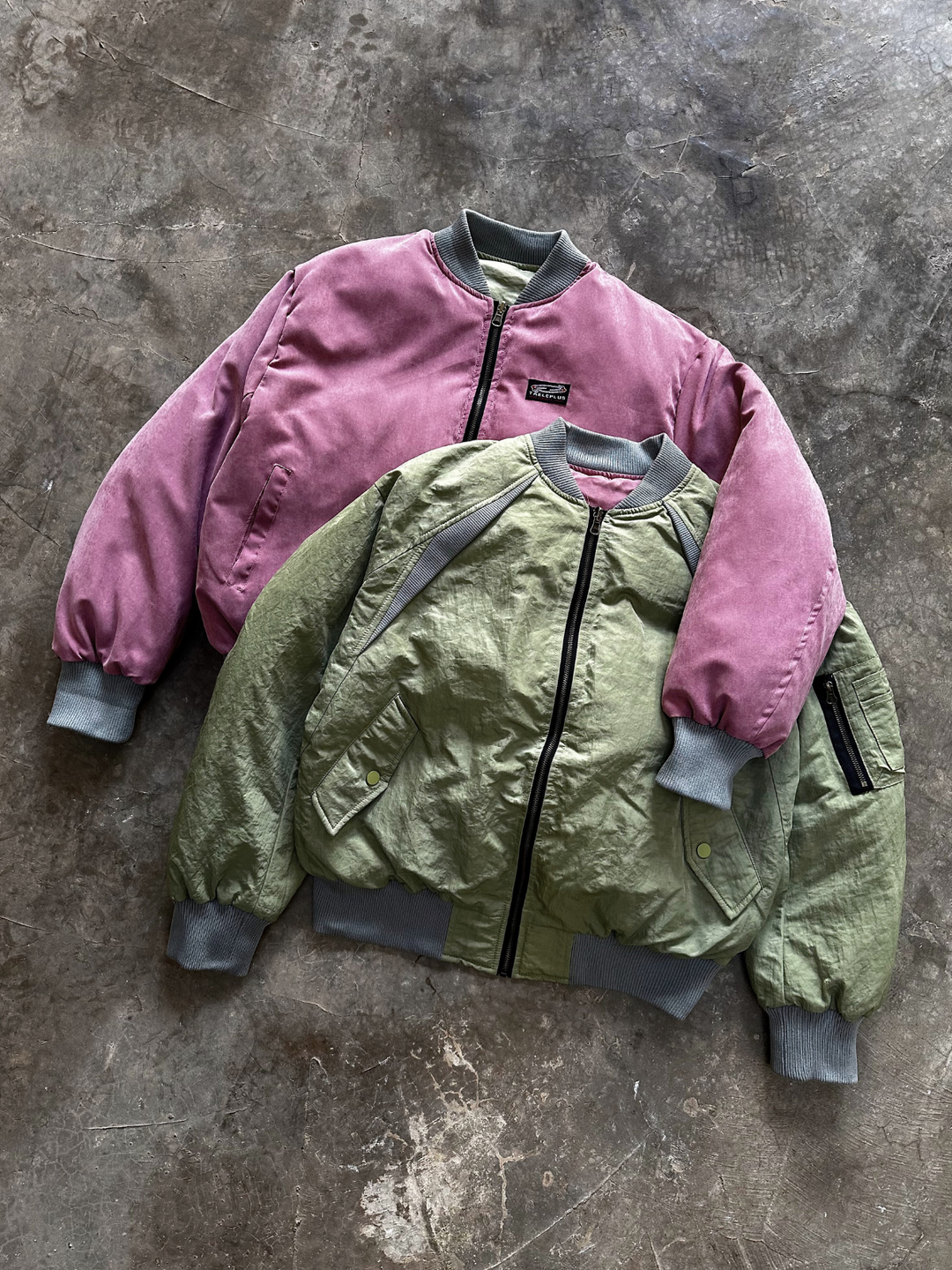 OVER5IZE "halo" DOUBLE-FACED BOMBER JACKET