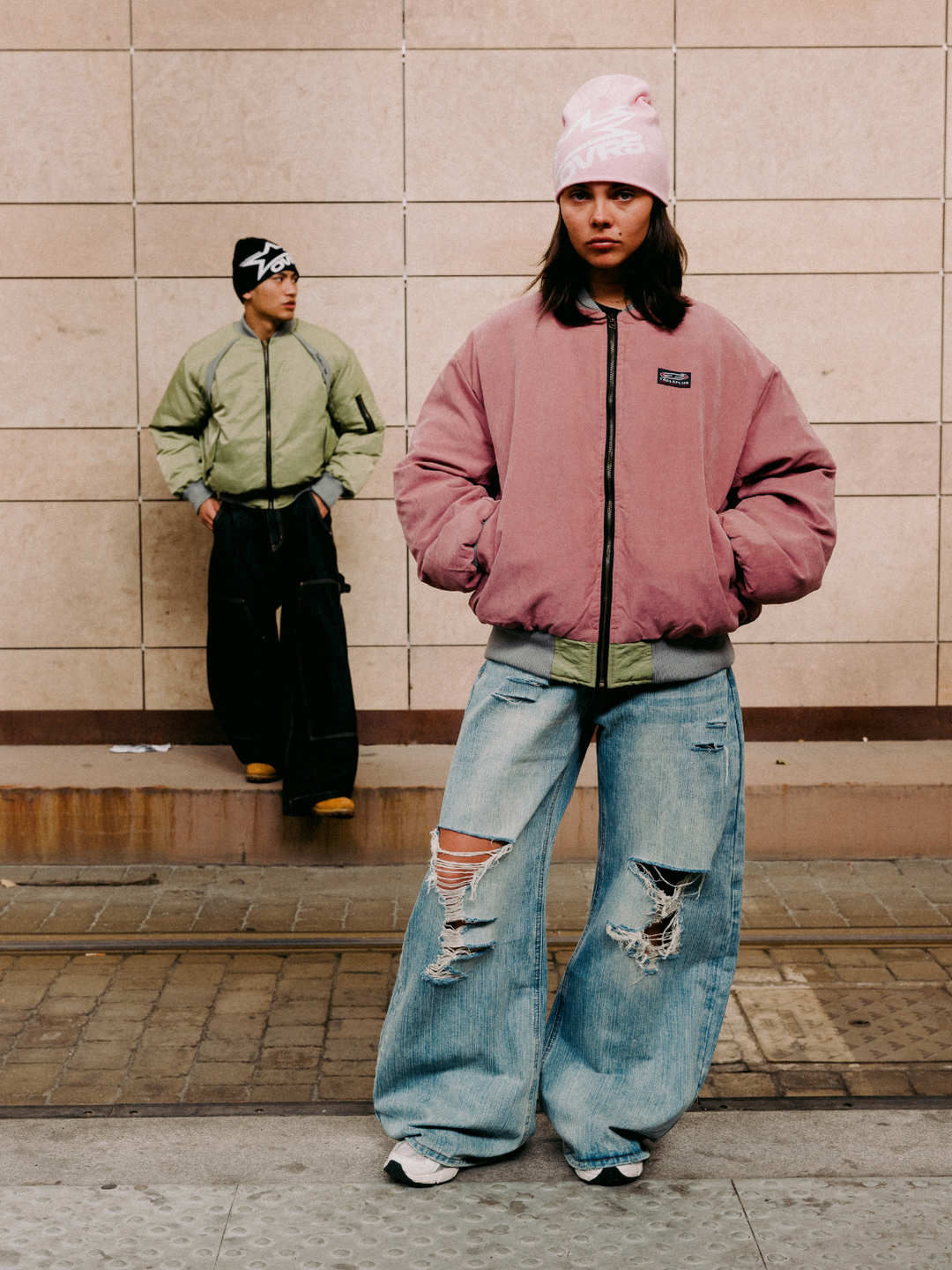 OVER5IZE "halo" DOUBLE-FACED BOMBER JACKET