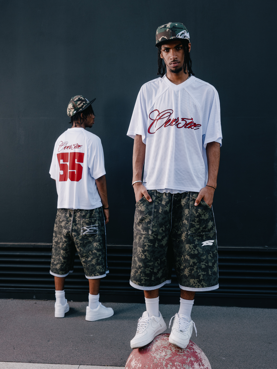 OVER5IZE "rookie" REVERSIBLE JORTS GREY