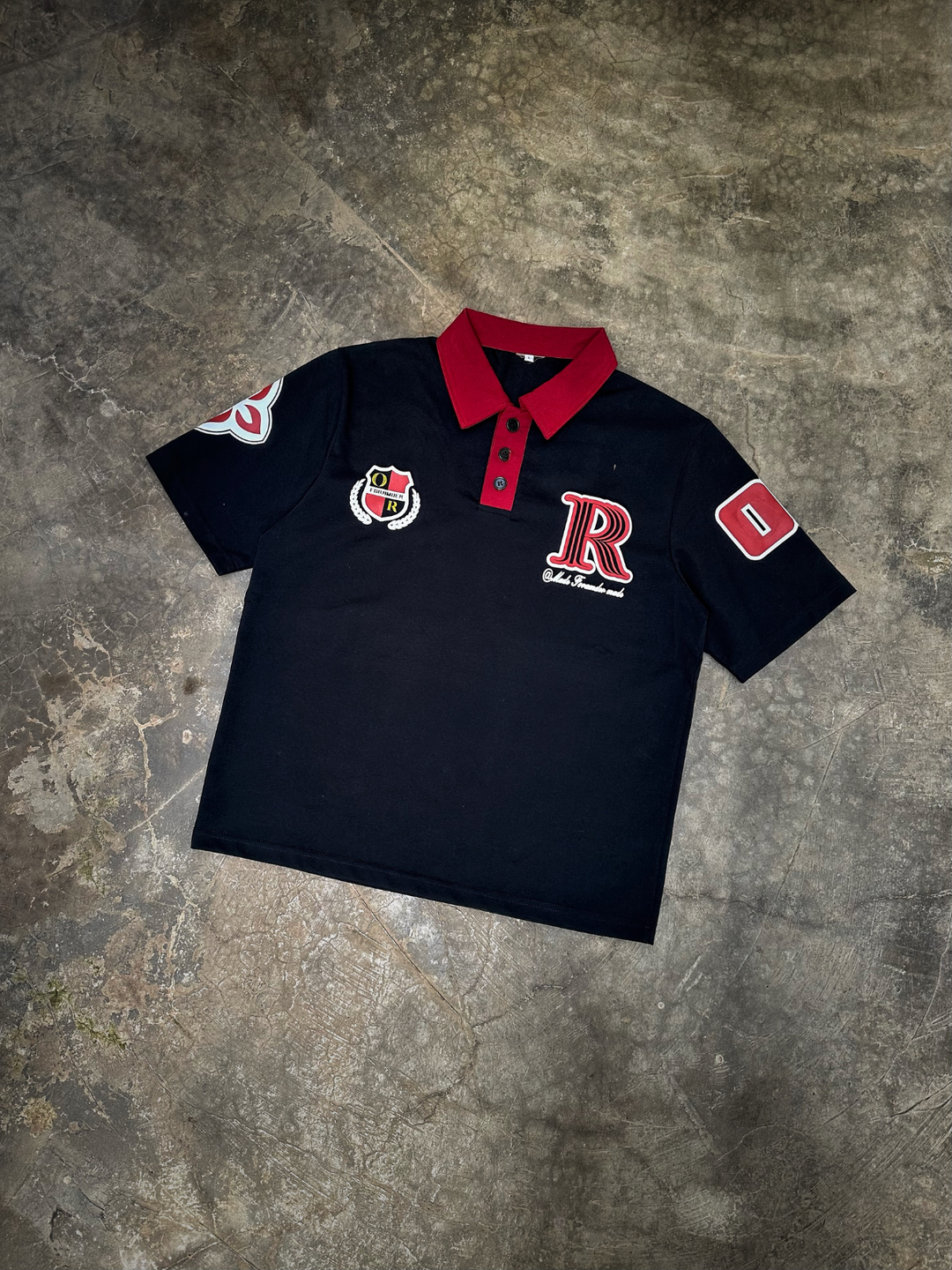 OVER5IZE "glare" POLO BLACK