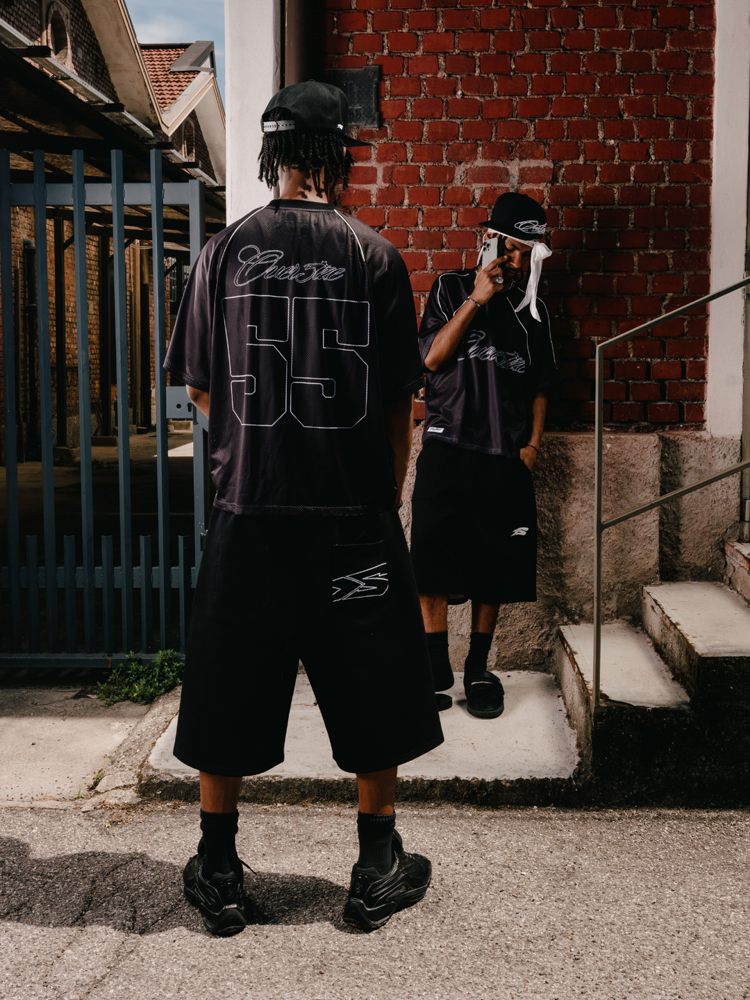 OVER5IZE "rookie" REVERSIBLE JORTS BLACK