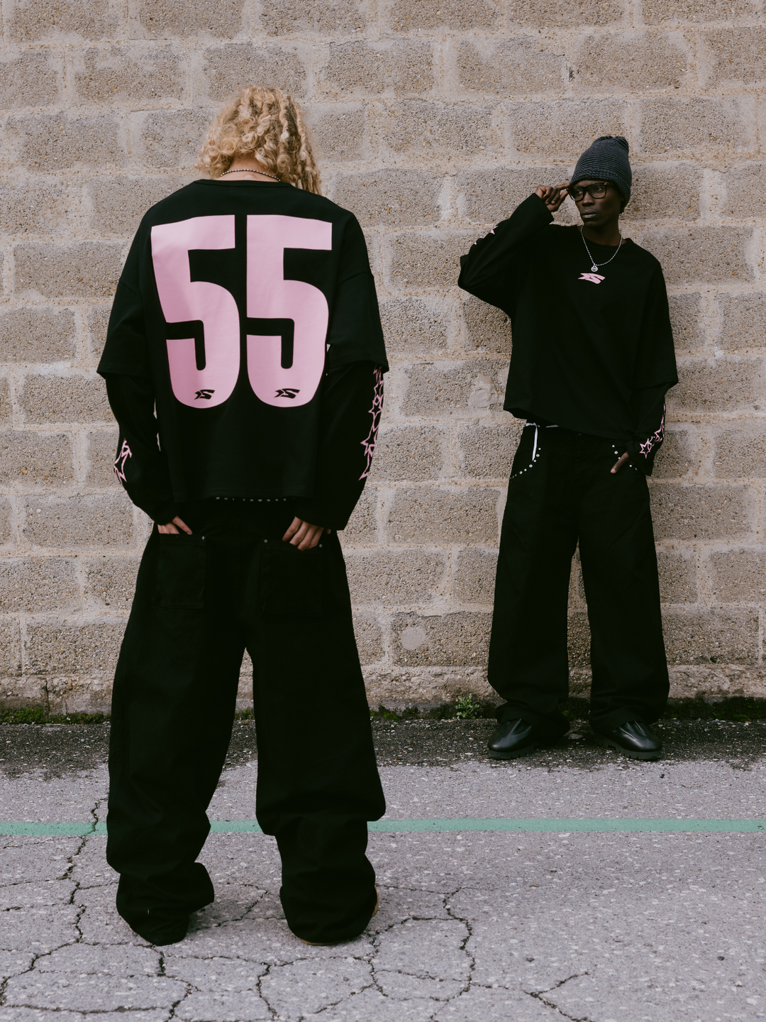 OVER5IZE "Fifty5" LONGSLEEVE BLACK & PINK