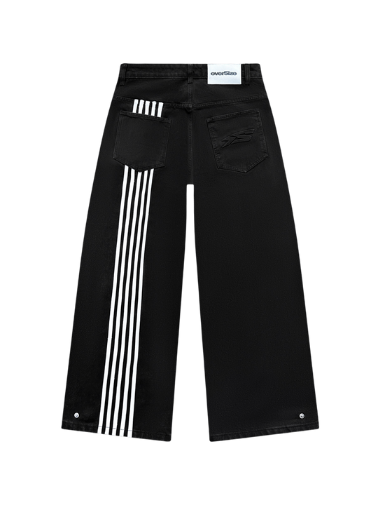 OVER5IZE “stripy” DUAL FIT JEANS BLACK
