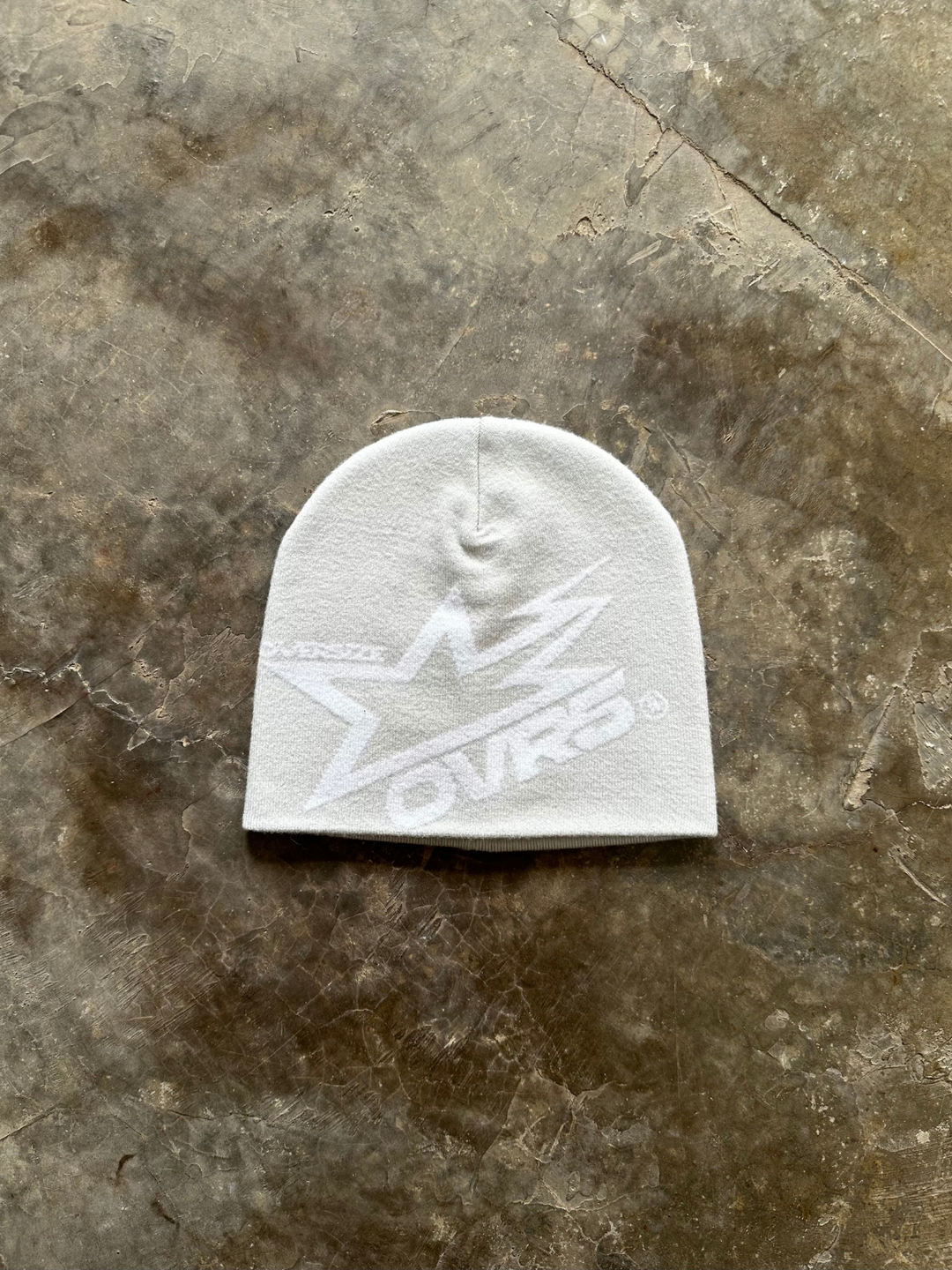 OVER5IZE "star" BEANIE GREY & WHITE