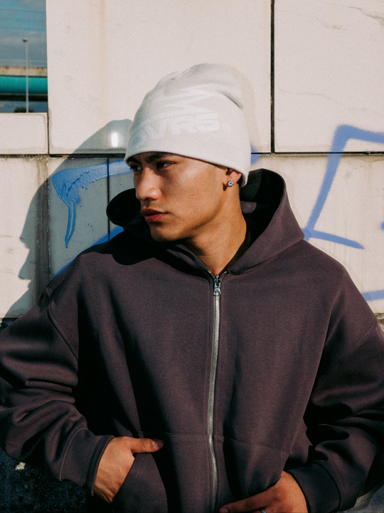 OVER5IZE "star" BEANIE GREY & WHITE