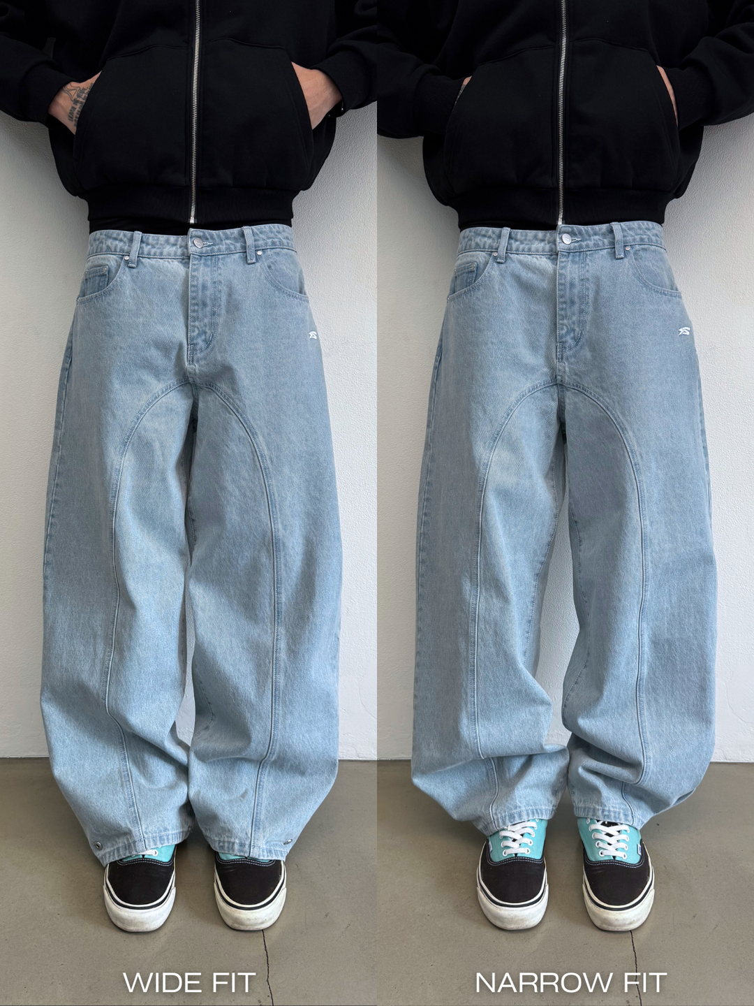 OVER5IZE “stripy” DUAL FIT JEANS LIGHT BLUE