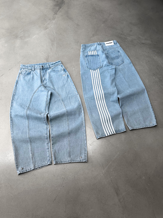 OVER5IZE “stripy” DUAL FIT JEANS LIGHT BLUE