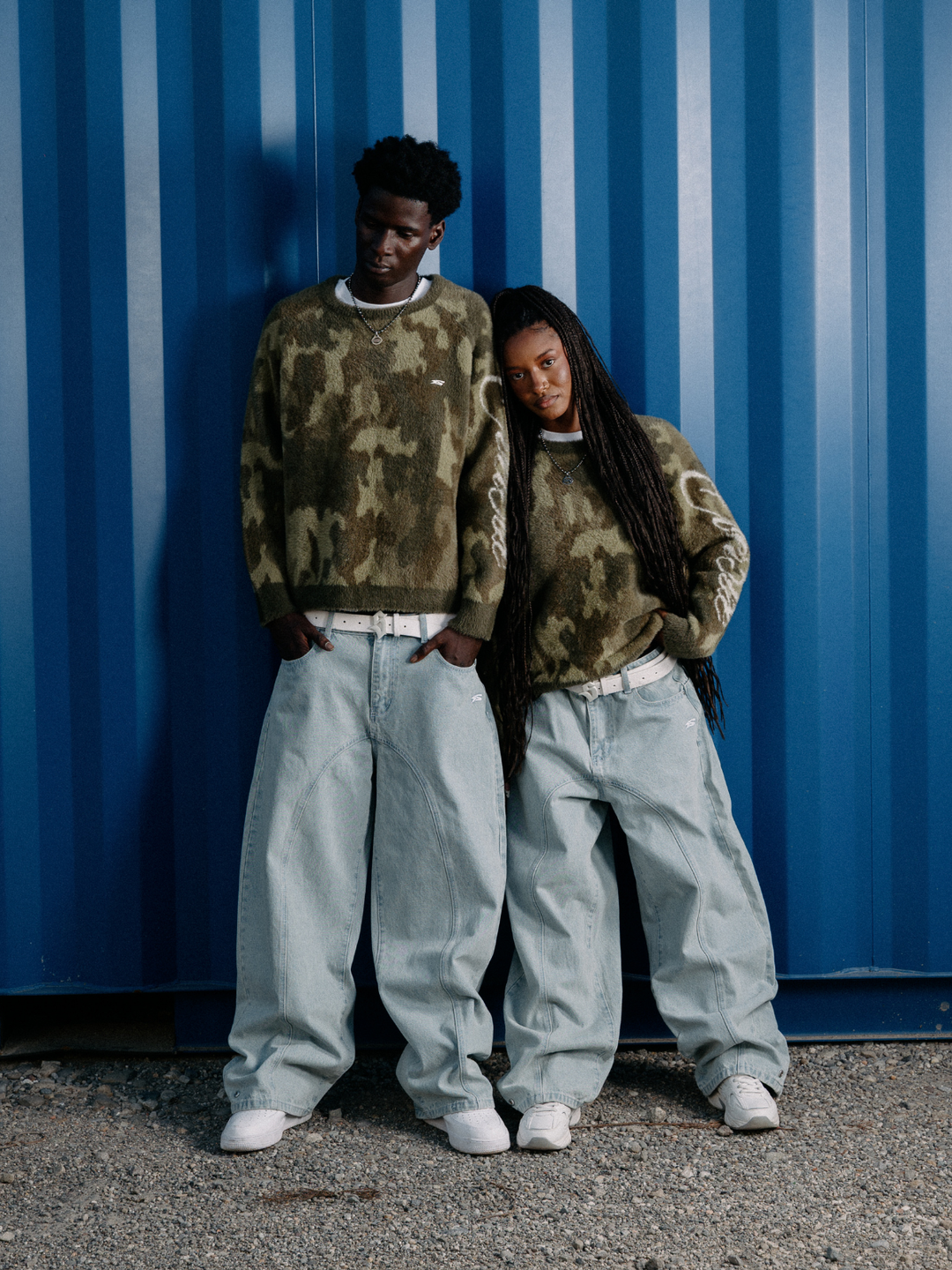 OVER5IZE “stripy” DUAL FIT JEANS LIGHT BLUE