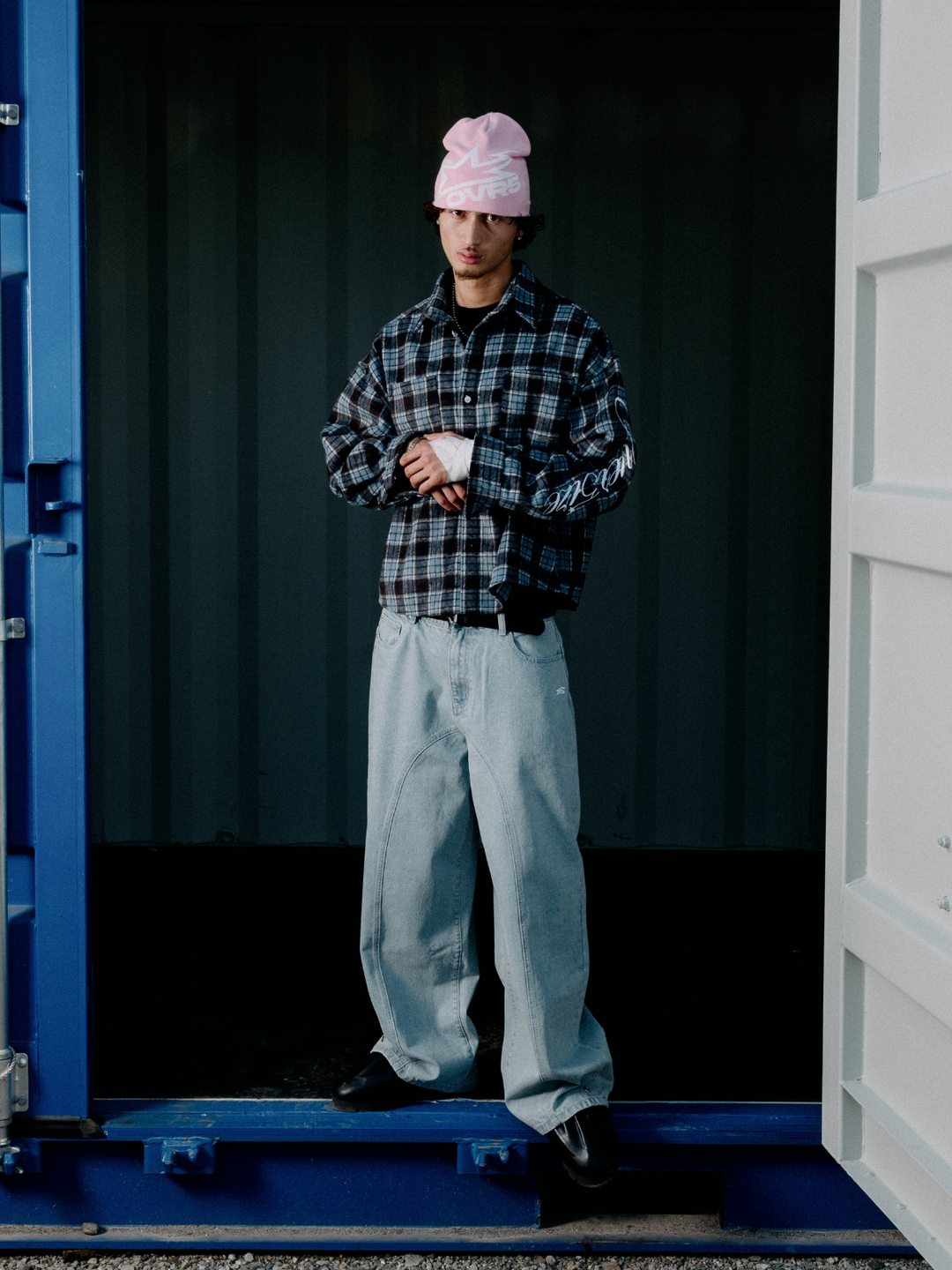 OVER5IZE “stripy” DUAL FIT JEANS LIGHT BLUE