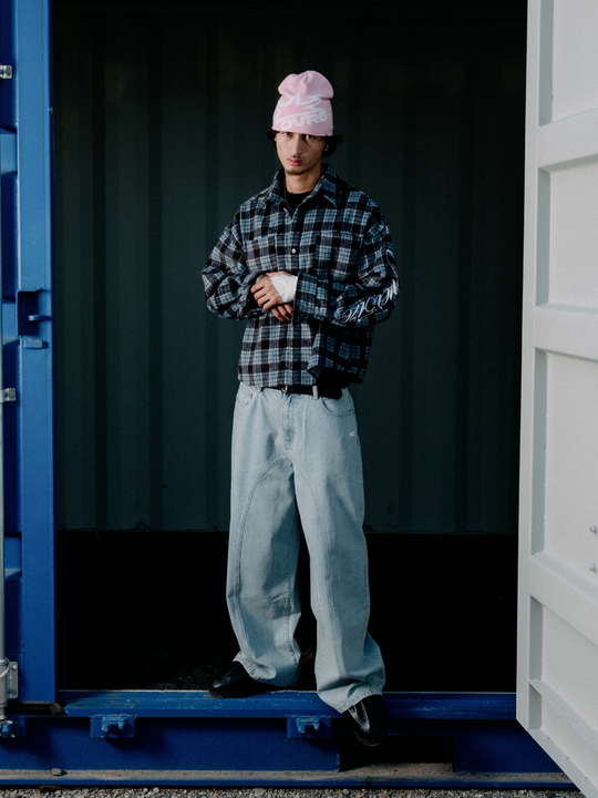 OVER5IZE “stripy” DUAL FIT JEANS LIGHT BLUE