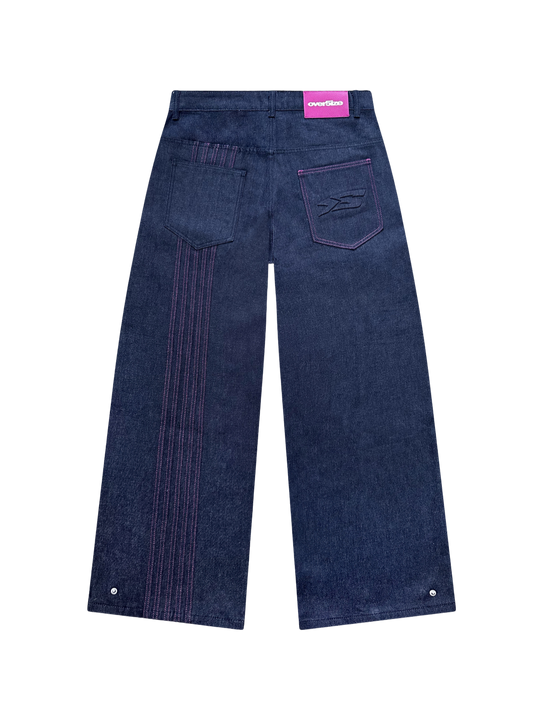 OVER5IZE “stripy” DUAL FIT RAW DENIM JEANS BLUE