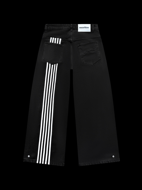 OVER5IZE “stripy” DUAL FIT JEANS BLACK