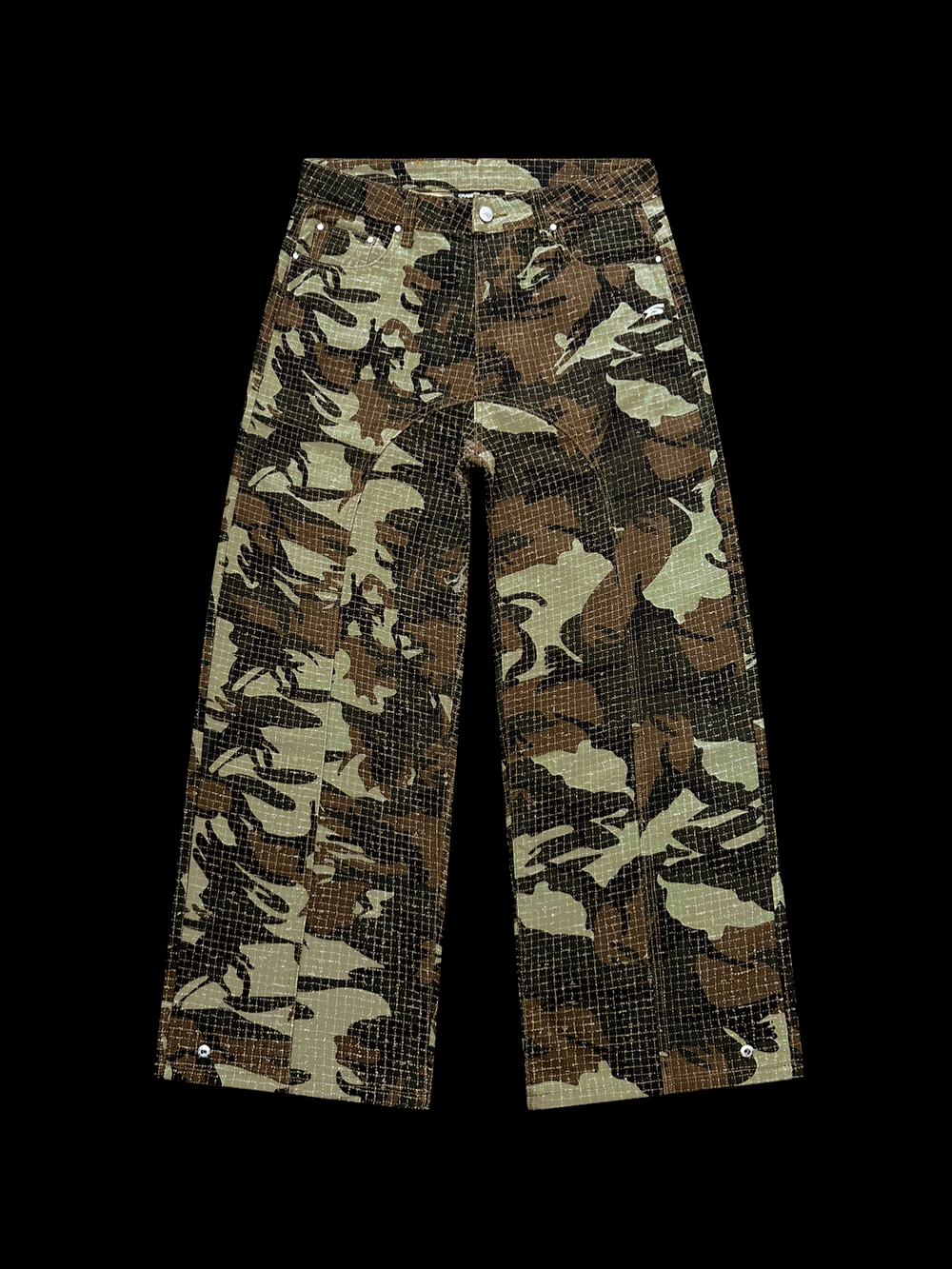 OVER5IZE “stripy” DUAL FIT DISTRESSED CAMO JEANS