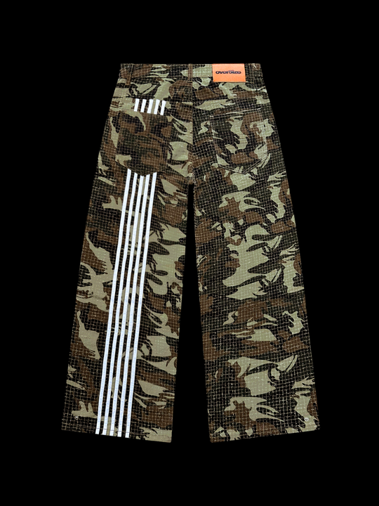 OVER5IZE “stripy” DUAL FIT DISTRESSED CAMO JEANS