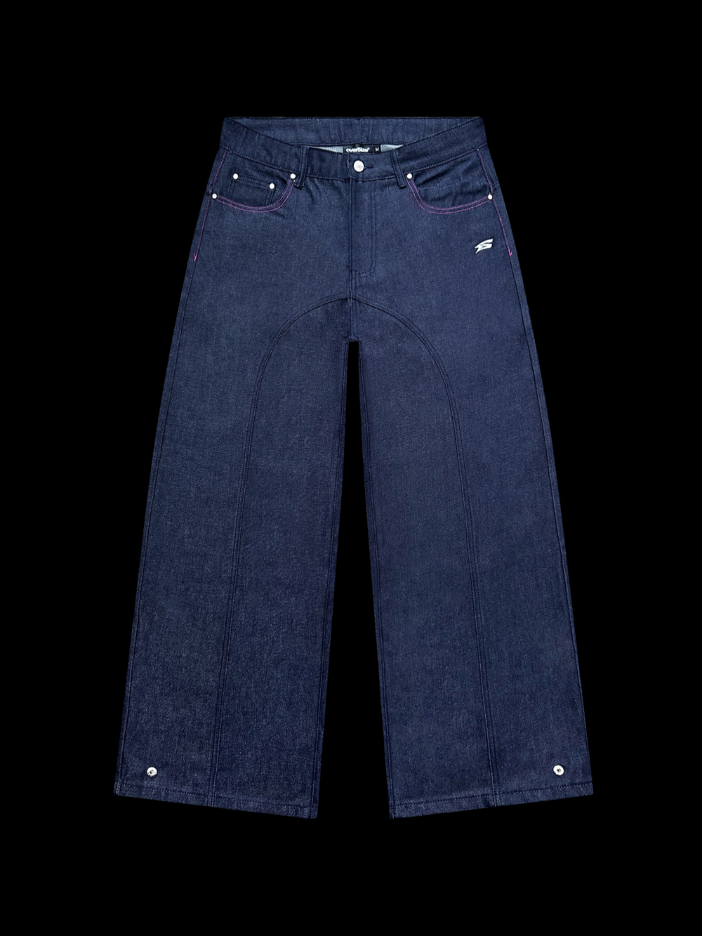 OVER5IZE “stripy” DUAL FIT RAW DENIM JEANS BLUE