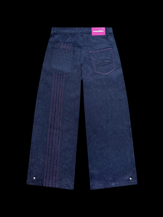 OVER5IZE “stripy” DUAL FIT RAW DENIM JEANS BLUE