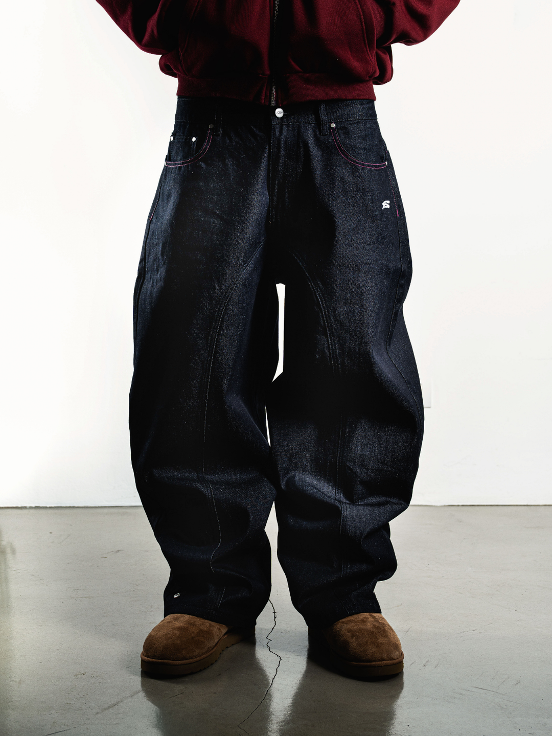 OVER5IZE “stripy” DUAL FIT RAW DENIM JEANS BLUE