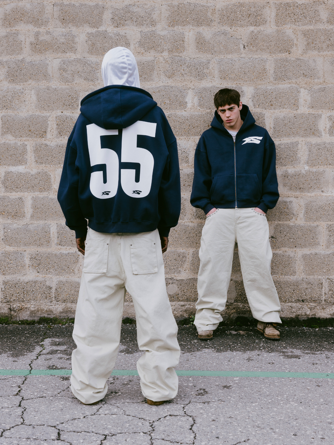 OVER5IZE "Fifty5" ZIP HOODIE NAVY BLUE