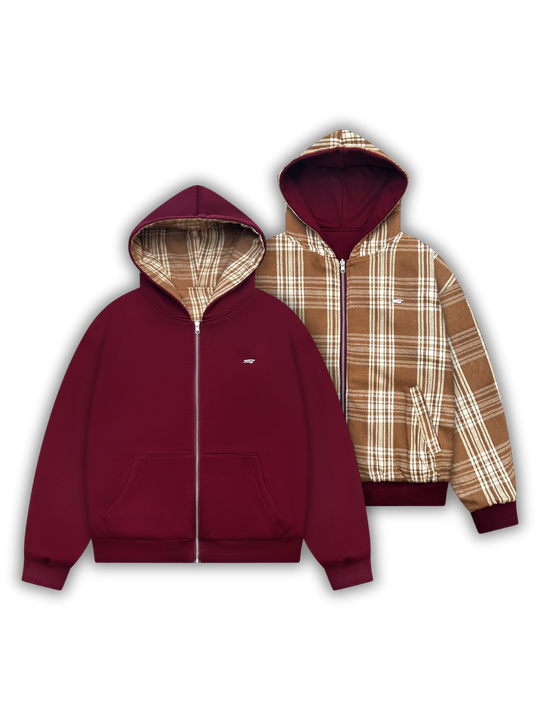 OVER5IZE “forever” REVERSIBLE JACKET BORDEAUX