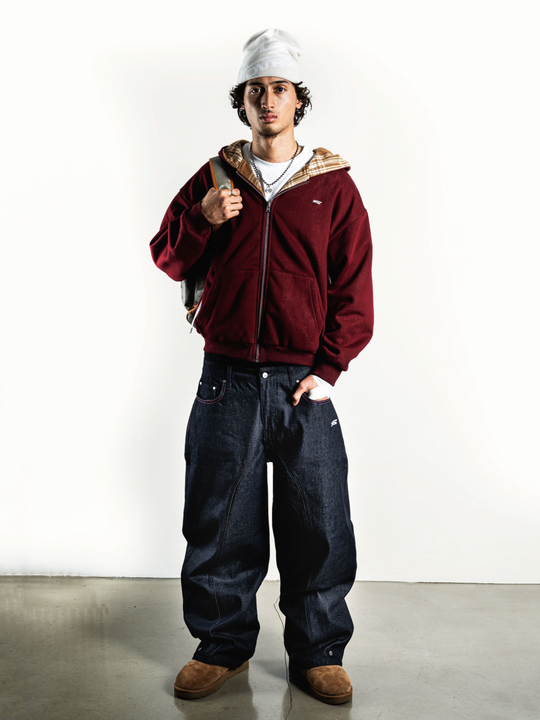 OVER5IZE “forever” REVERSIBLE JACKET BORDEAUX