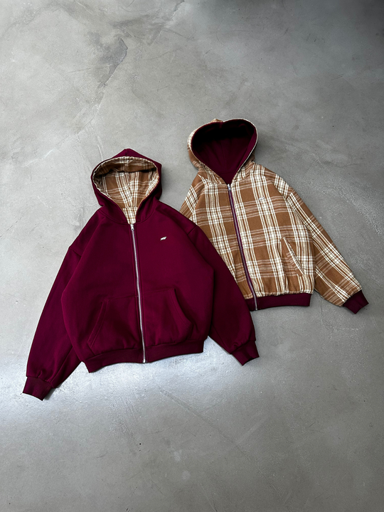 OVER5IZE “forever” REVERSIBLE JACKET BORDEAUX