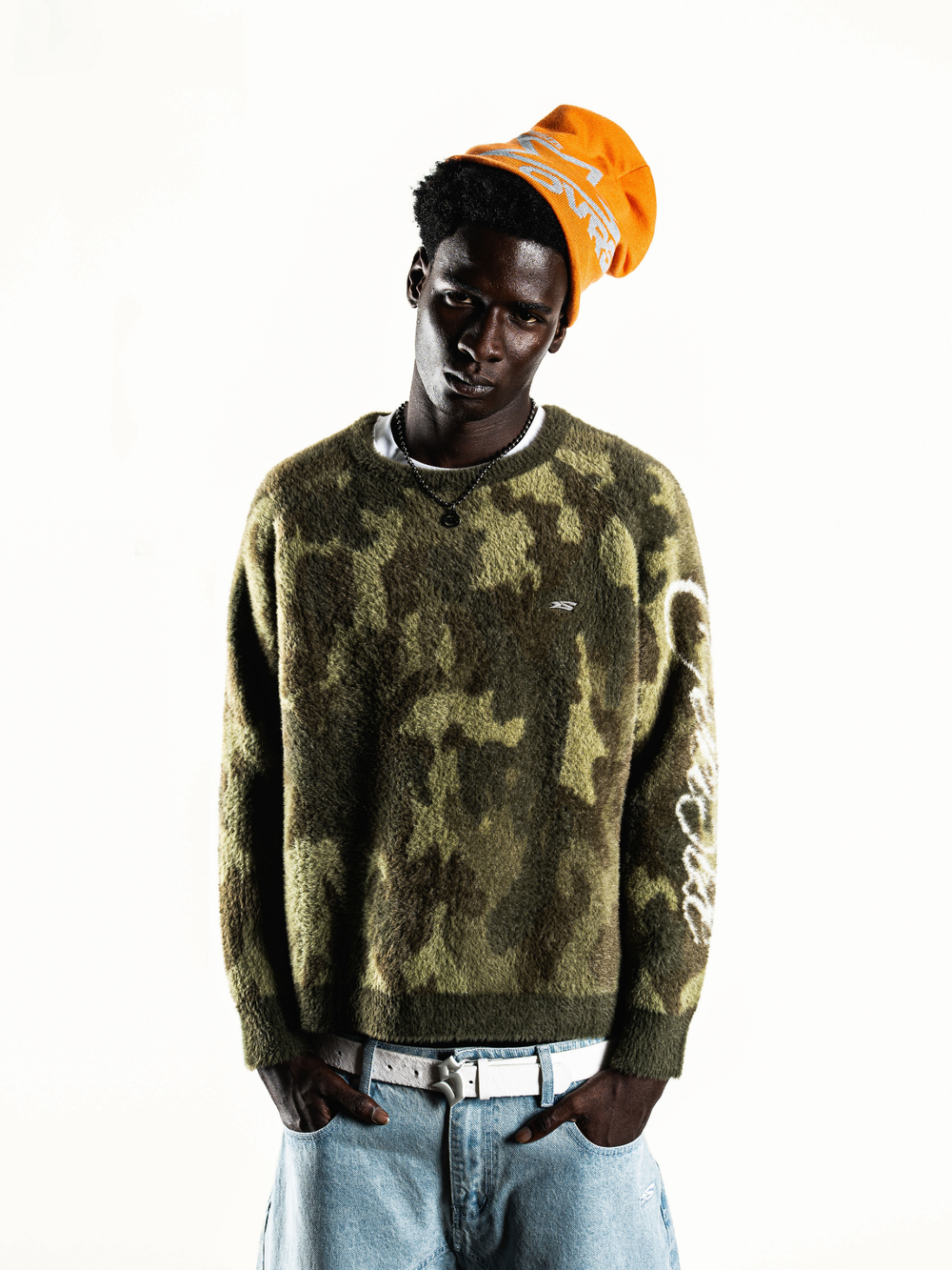 OVER5IZE “wildy” MOHAIR SWEATER CAMO GREEN