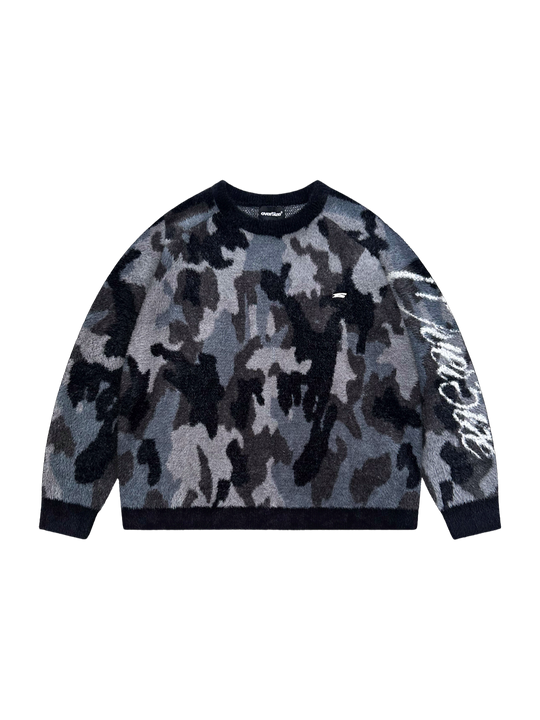 OVER5IZE “wildy” MOHAIR SWEATER CAMO BLACK