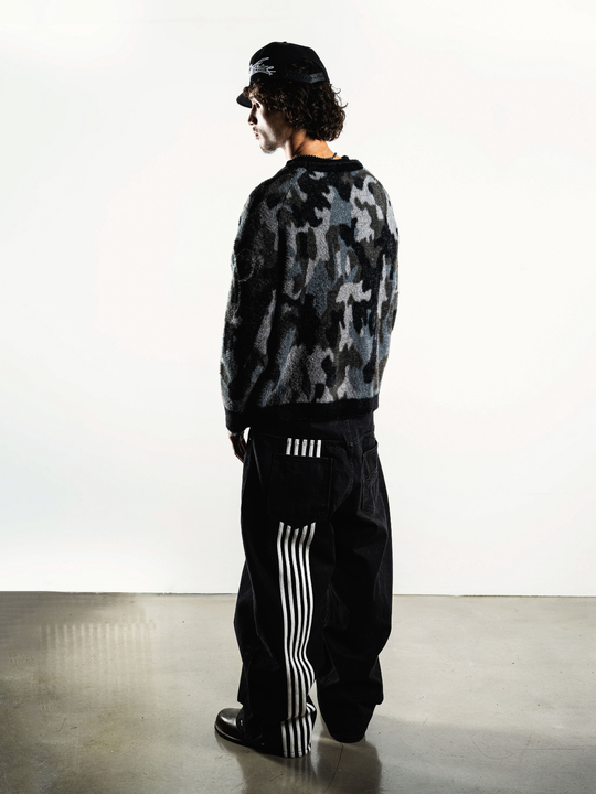 OVER5IZE “wildy” MOHAIR SWEATER CAMO BLACK