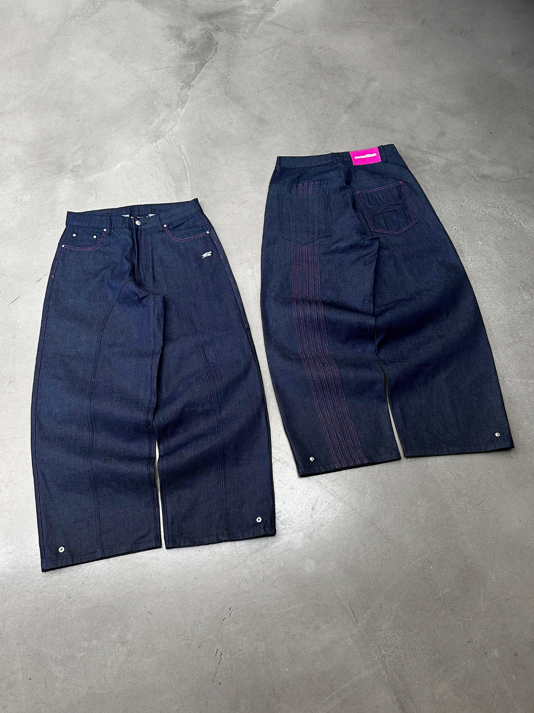 OVER5IZE “stripy” DUAL FIT RAW DENIM JEANS BLUE