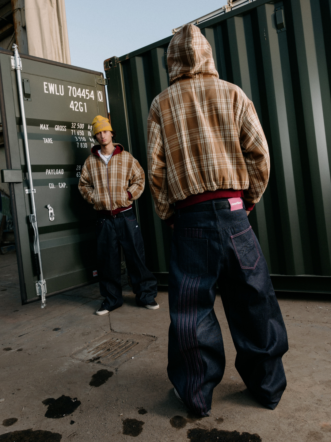 OVER5IZE “stripy” DUAL FIT RAW DENIM JEANS BLUE