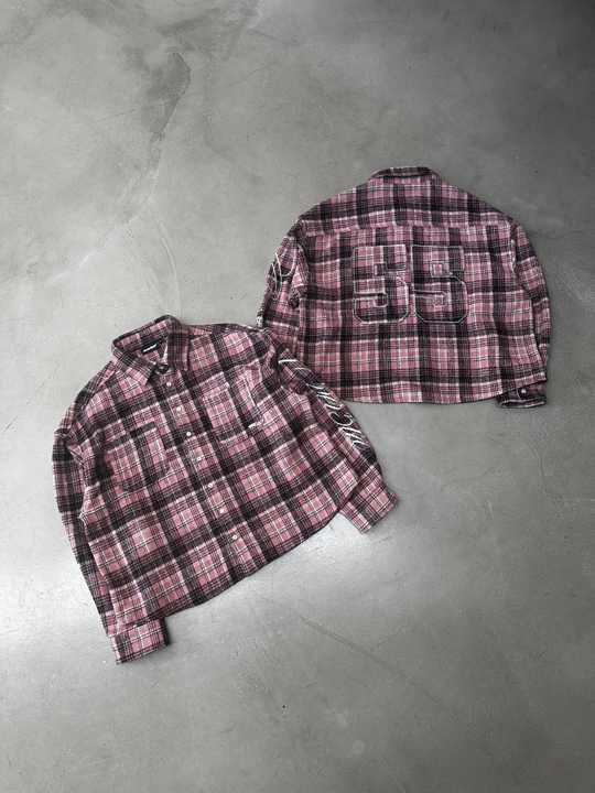 OVER5IZE “plaidy” FLANNEL SHIRT PINK