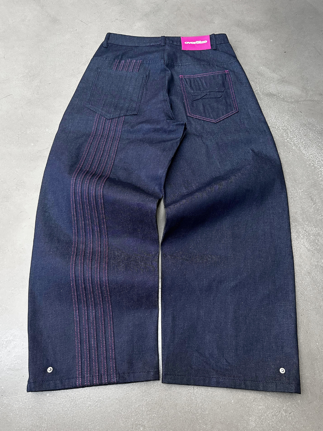 OVER5IZE “stripy” DUAL FIT RAW DENIM JEANS BLUE