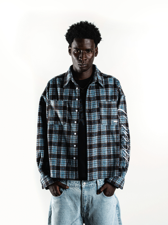 OVER5IZE “plaidy” FLANNEL SHIRT BLUE