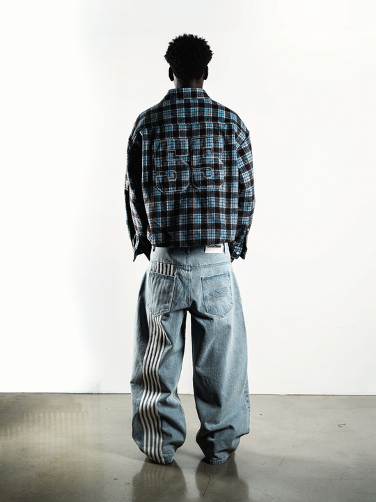 OVER5IZE “plaidy” FLANNEL SHIRT BLUE