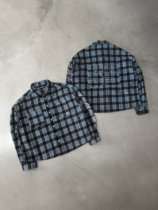 OVER5IZE “plaidy” FLANNEL SHIRT BLUE