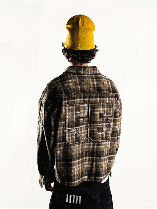 OVER5IZE “plaidy” FLANNEL SHIRT BROWN