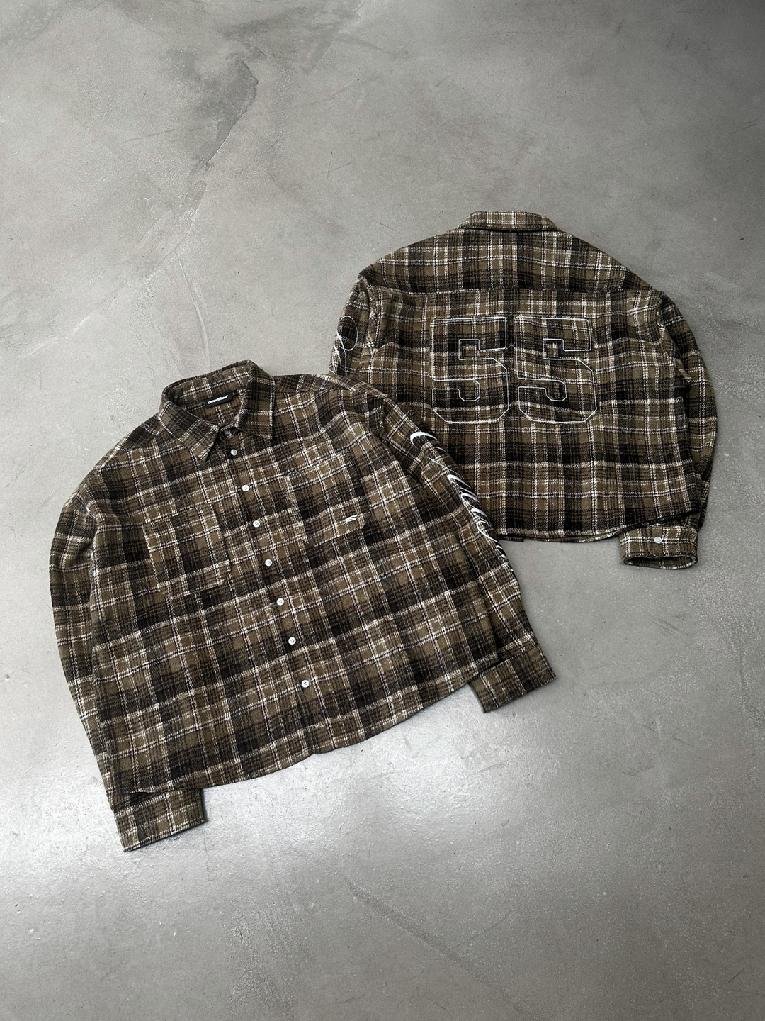 OVER5IZE “plaidy” FLANNEL SHIRT BROWN