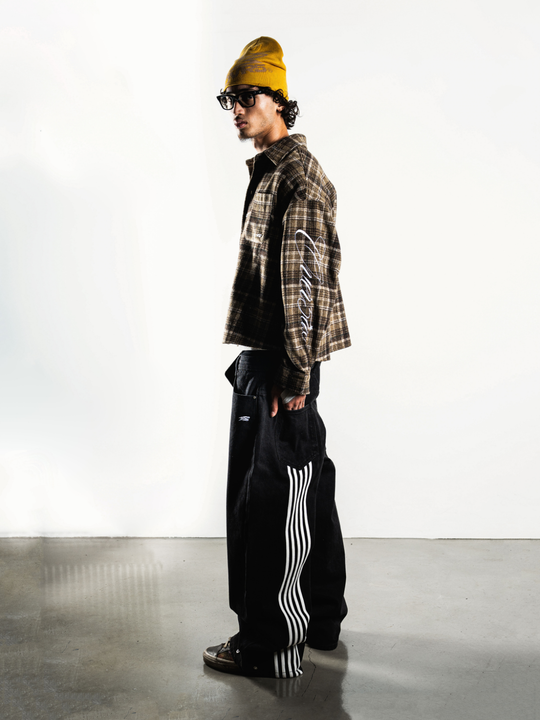 OVER5IZE “plaidy” FLANNEL SHIRT BROWN