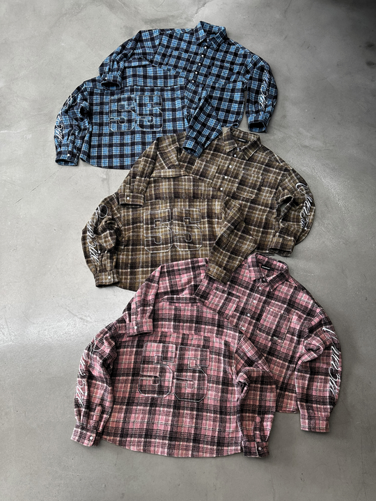 OVER5IZE “plaidy” FLANNEL SHIRT BROWN