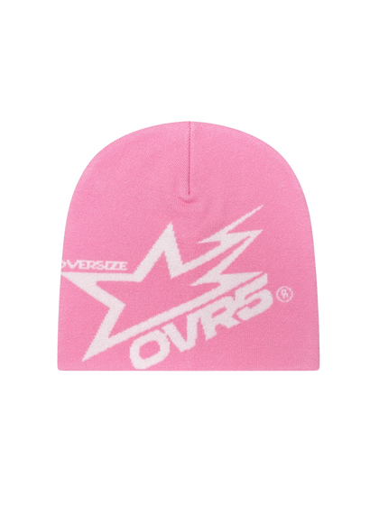 OVER5IZE "star" BEANIE PINK & WHITE