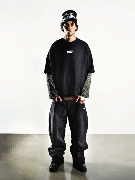 OVER5IZE "Fifty5" LONGSLEEVE BLACK & CAMO