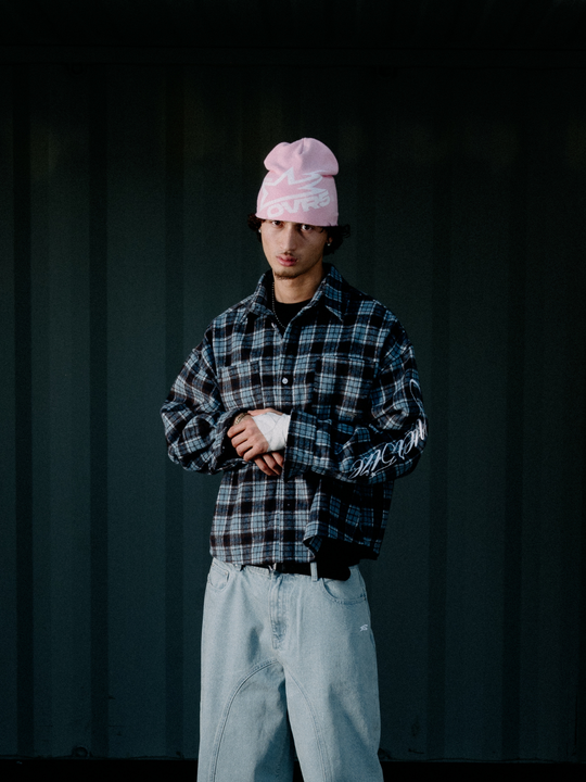 OVER5IZE "star" BEANIE PINK & WHITE