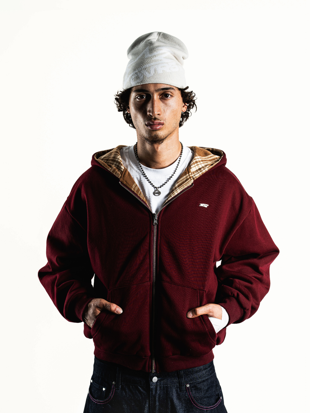 OVER5IZE "star" BEANIE GREY & WHITE