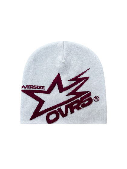 OVER5IZE "star" BEANIE WHITE & BORDEAUX