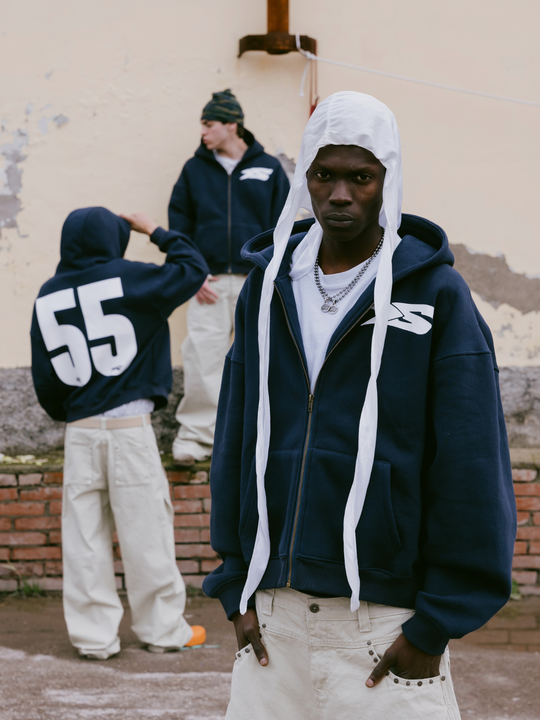 OVER5IZE "Fifty5" ZIP HOODIE NAVY BLUE