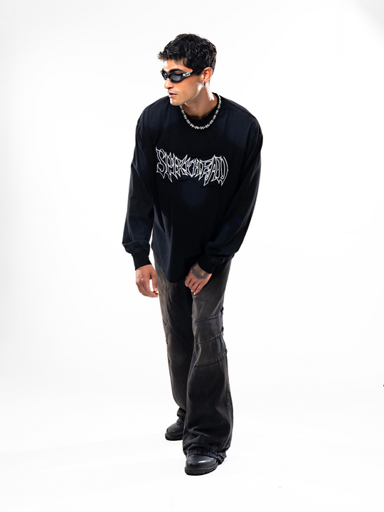 OVER5IZE "jolt" LONGSLEEVE TEE BLACK