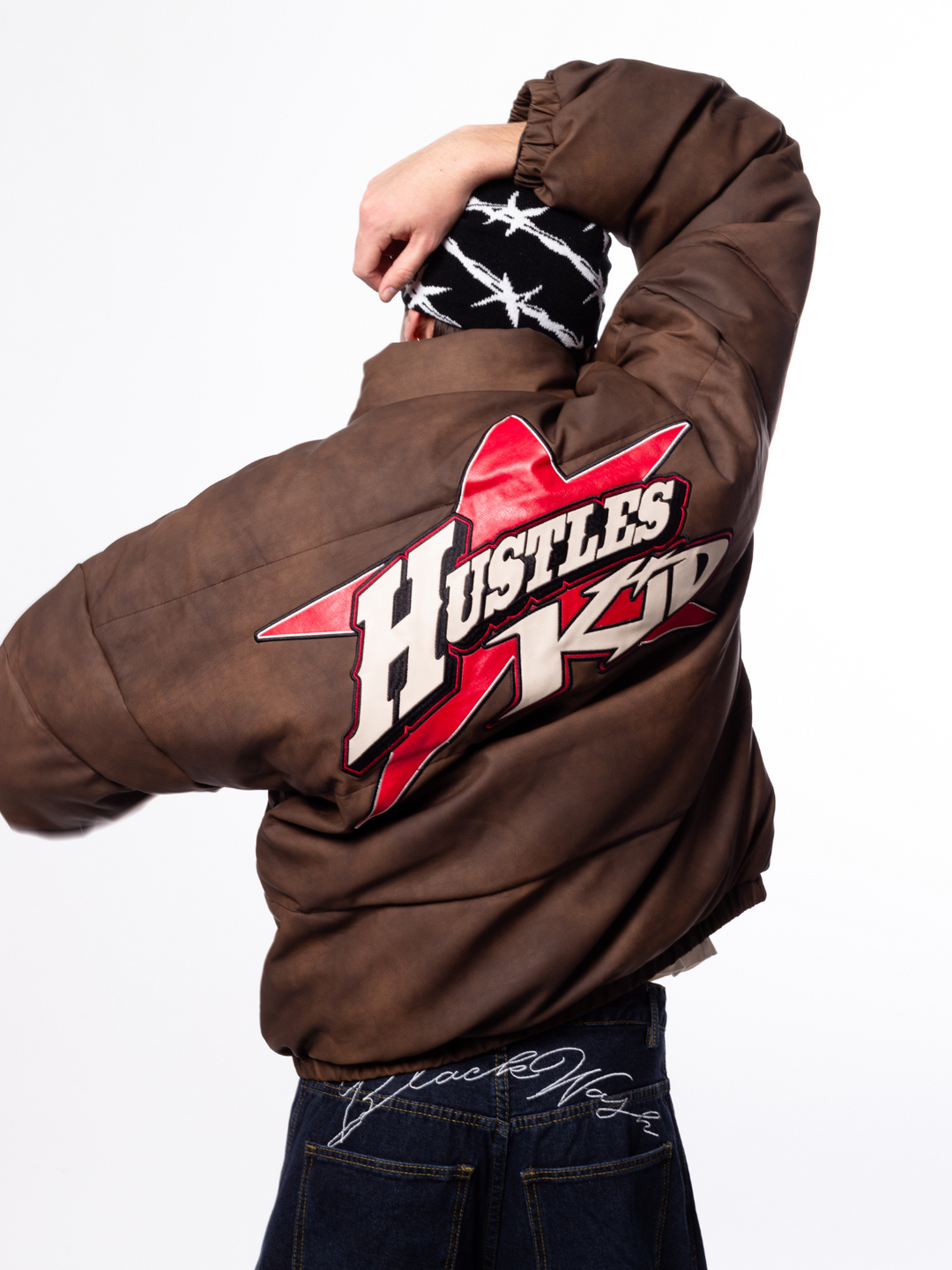 OVER5IZE "wintry" LEATHER PUFFER JACKET BROWN