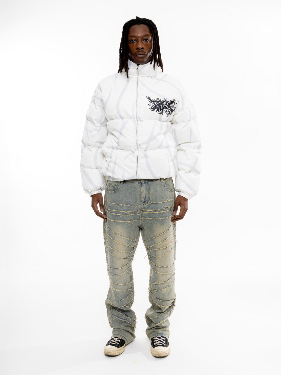 OVER5IZE "fallen" PUFFER JACKET WHITE