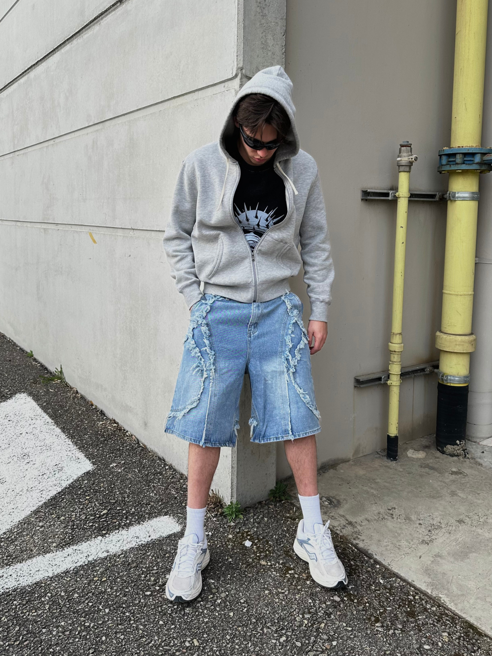 OVER5IZE "cyanide" JORTS LIGHT BLUE